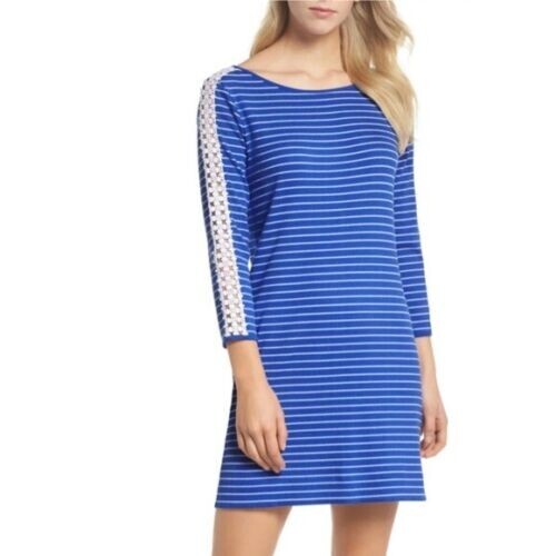 Lilly Pulitzer Women's Blue Striped Marlowe Shift Dress Long Sleeve XXS NWOT