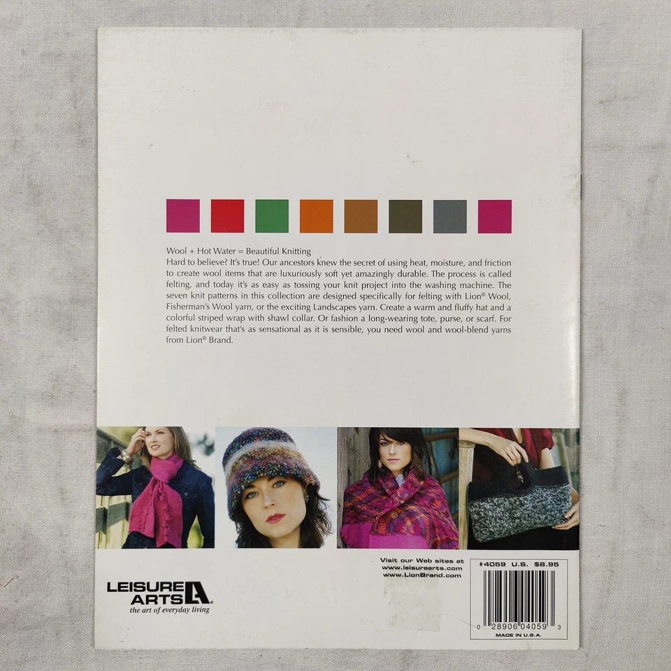 2006 Leisure Arts 4059 Yarn 8 Knit Designs Felting Fever Crochet Pattern Book - Image 2 of 4