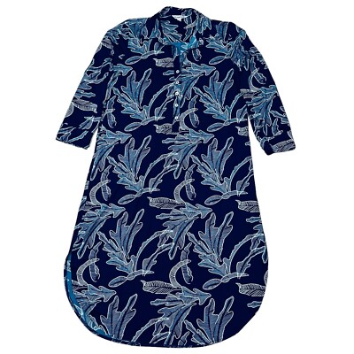 La Mer Luxe Resort Blue Cover Up Blue Coral-Reef Print Stretch Dress XL NWOT
