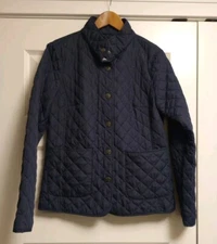  Piper By Smartpak Jacket Women's M Polyester Quilted Dark Blue Equestrian Snaps