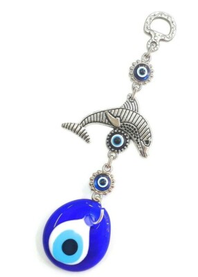 Delfin Nazar Boncuk Wandbehänge 17cm Glas Augen Anhänger Deko Evil Eye NZ41