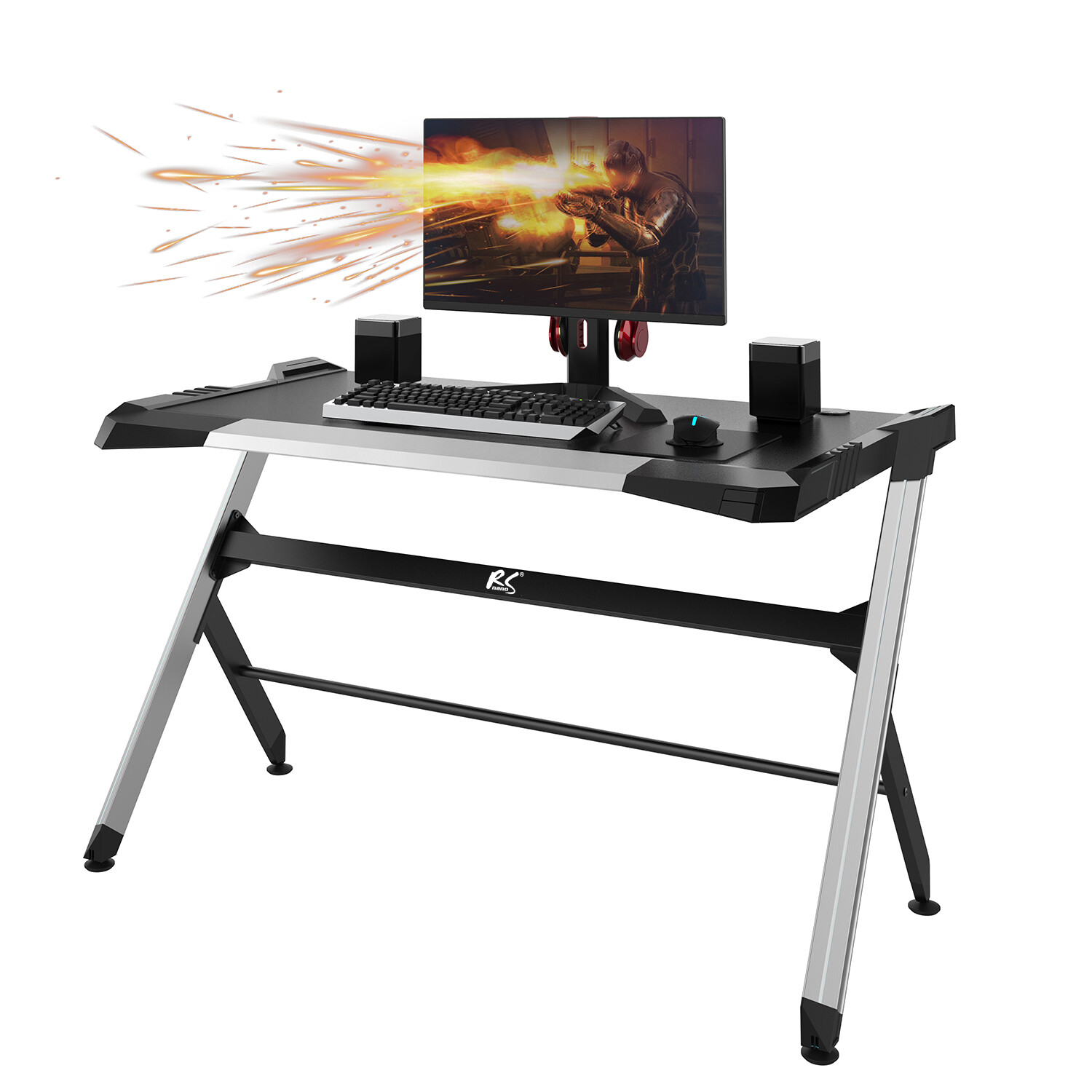 Bureau gaming LED RVB NanoRS RS150 avec structure stable 50kg max - 2