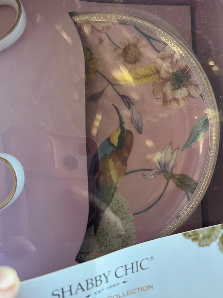 Grace Teaware Bird 花卉精美瓷茶杯碟套装破旧别致小屋 — 第 4/4 张图片