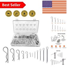 250-Piece Cotter Pin Assortment Kit - Zinc Plated Steel Fasteners for All Needs