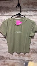 Edikted Women's Sage Green Logo Crop Baby Tee - NWT Small