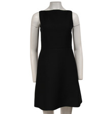 Valentino Womens Back Bow Tie Mini Dress Size IT 40 Black Wool Silk Above Kneee