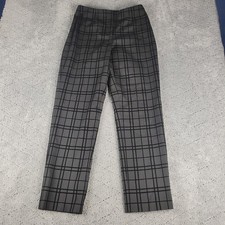 Talbots Pants Womens 8 Black Plaid Straight Leg Mid Rise Stretch Casual Career