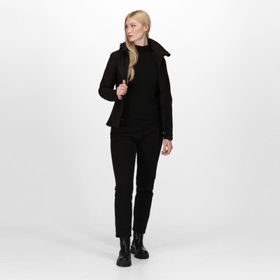 Regatta Venturer black women's hooded softshell winter jacket #TRA702