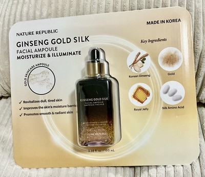 NEW NATURE REPUBLIC GINSENG GOLD SILK 24K AMPOULE 3.38 Oz FACIAL SKIN MOISTURIZE