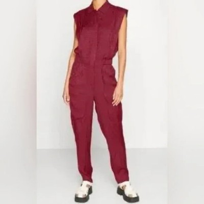 Scotch & Soda Utility Floral Jumpsuit NWT Volcano Red Size S