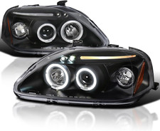 Projector Headlights Black Compatible with 1999-2000 Honda Civic, Left Right P