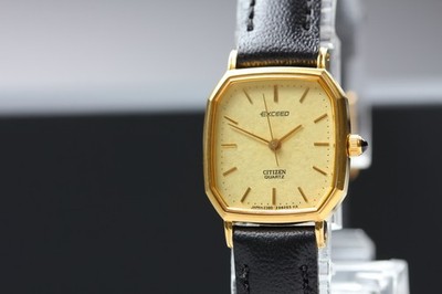 Vintage 1986 Citizen Exceed 2930-291441 S Gold Octagon Quartz Damenuhr JAPAN