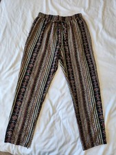 FASHION NOVA Women's DRESS PANTS with a Brown, Black, and Beige Print, SIZE S