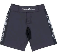 CLINCH GEAR Fight Shorts - MMA Wrestling - Pewter/Black - Men's Sizes 28, 32, 36