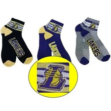 NEW 3 Pairs NBA Los Angeles LAKERS Socks Mens Size 6-12 Low Cut Sports Official