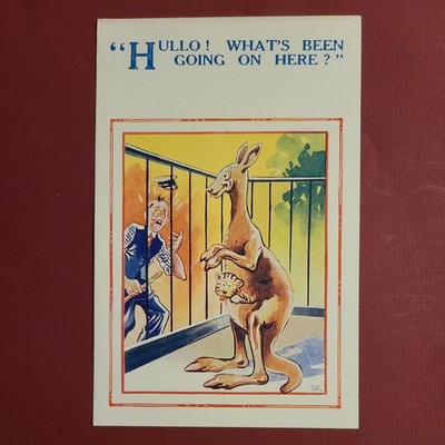 Comic Postkarte: Känguru mit Tigerjunges, HB Nr. 4749, unbespielt. Zoo, Tierpfleger.
