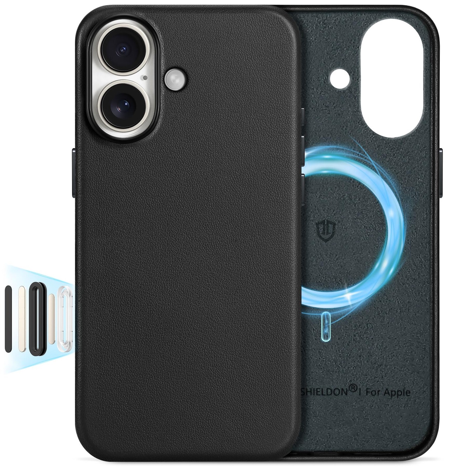 SHIELDON Genuine Leather Case for iPhone 17 6.3" 2025 Black Magsafe Compatible