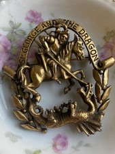 Vintage St George And The Dragon Pin Gold Tone Knight Renaissance Medieval Horse