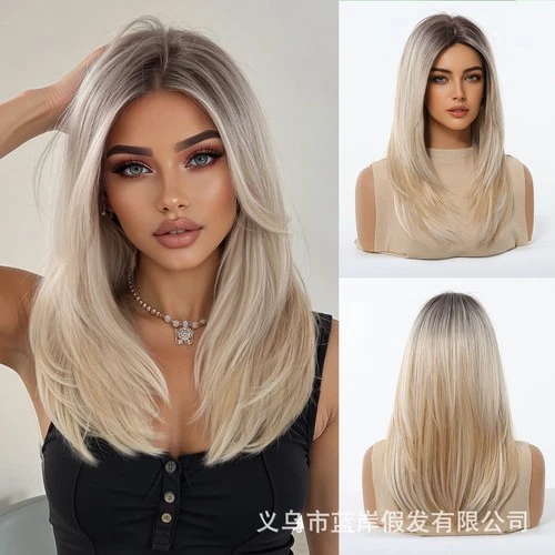 Pelucas Ombre Pelucas para Mujer Fiesta Ninguno Encaje Pelucas Moda Balayage Ceniza Rubio Marrón - Imagen 15 de 19