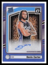 2024-25 Donruss Optic Blue Rated Rookie Auto #305 Devin Carter #/49 Kings Rookie