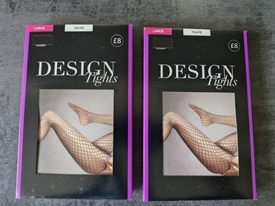 2 Paar M&S Strumpfhosen Topfloch taupe Wal Netz Netzstrumpfhosen groß Halloween
