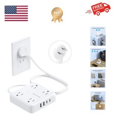 Versatile 8-in-1 Power Strip: 4 AC  4 USB Ports for Modern Homes  Offices