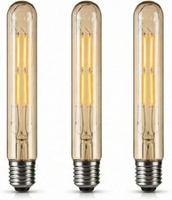 E26 LED Bulb 4W T185 Tubular Clear Glass Warm White 2200K Non Dimmable 3PK