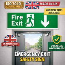 Fire Exit Sign Plastic or Sticker Emergency Exit Escape Arrow Left Right Down