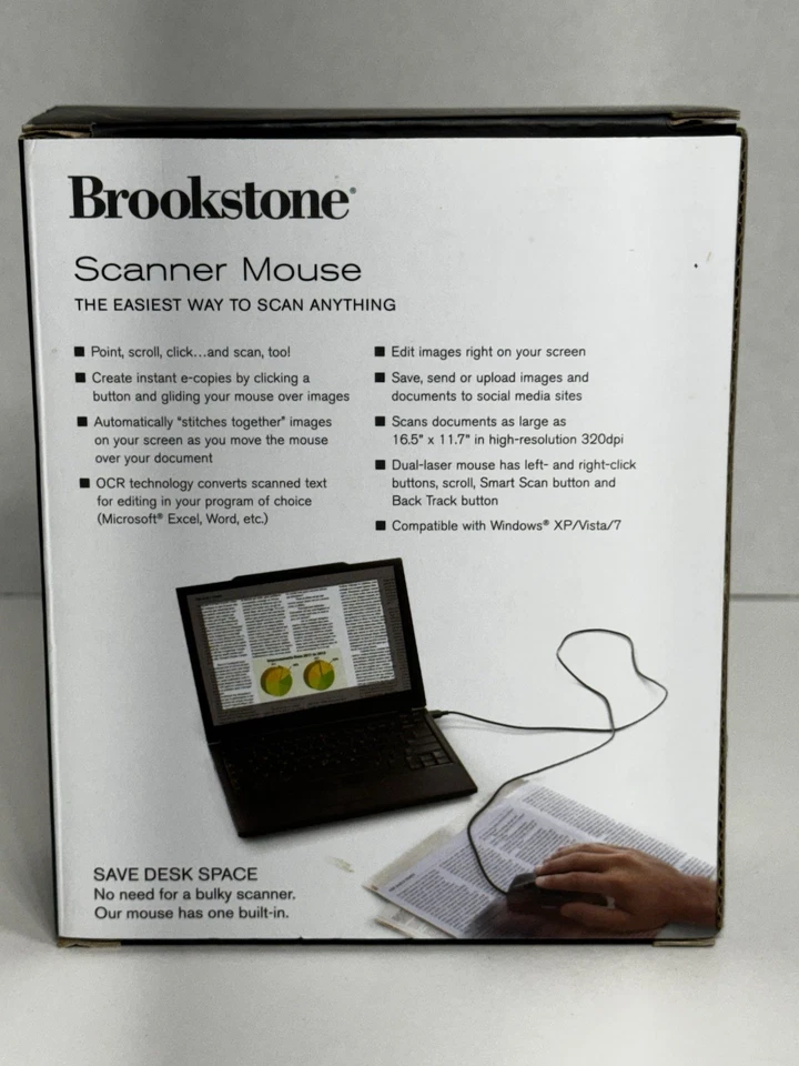 Brookstone USB Scanner Mouse Tool - Scans Documents, Photos, Receipts NEW IN BOX - Image 3 of 4