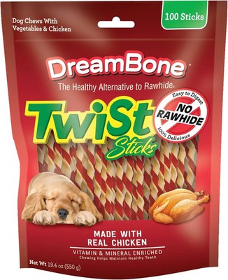 DreamBone Chicken Twist Stick Dog Treats, Daily Rawhide-Free Chew, Digests Safel