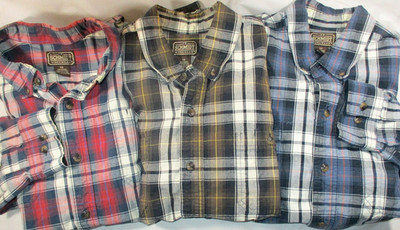C E SCHMIDT WORKWEAR~ (3) L/S Button Down Shirts~All Men's L~Plaids~Gently Used