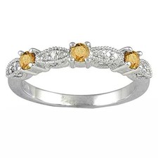 2Ct Round Cut Lab Created Citrine Women Wedding Ring 14K White Gold Plated