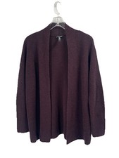 Eileen Fisher Brown Merino Wool Open Cardigan Sz Small Quiet Luxury