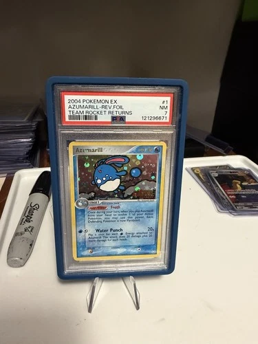 2004 POKEMON EX TEAM ROCKET RETURNS #1 AZUMARILL-REVERSE FOIL PSA 7