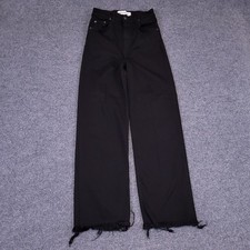 Reformation Stretch Flood Wide Leg 25x28.5 High Rise Raw Hem Baggy USA Made