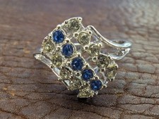 18 KT GOLD Heavy Gold Electroplating  HGE Aqua blue Cubic Zirconia Ring Sz 6.75