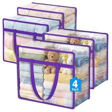 4 Pack Clear Storage Bags for Clothes, 45L Closet Organizers and Storage
