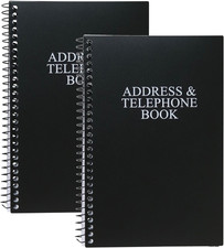 Address and Telephone Book, Black, 8 X 5 Inches, 2-Pack