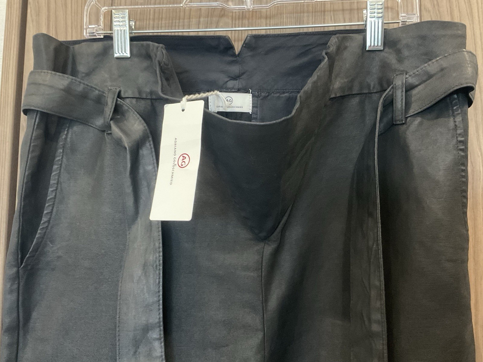 NWT Adriano Goldschmied Womens High Waisted Pants W/ Faux Leather Coating Small thumbnail 4