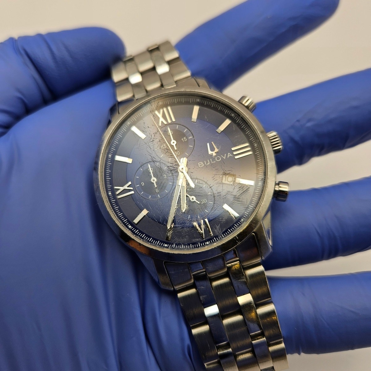 BULOVA SUTTON 96B476 CHRONOGRAPH BLUE DIAL STAINLESS STEEL 
