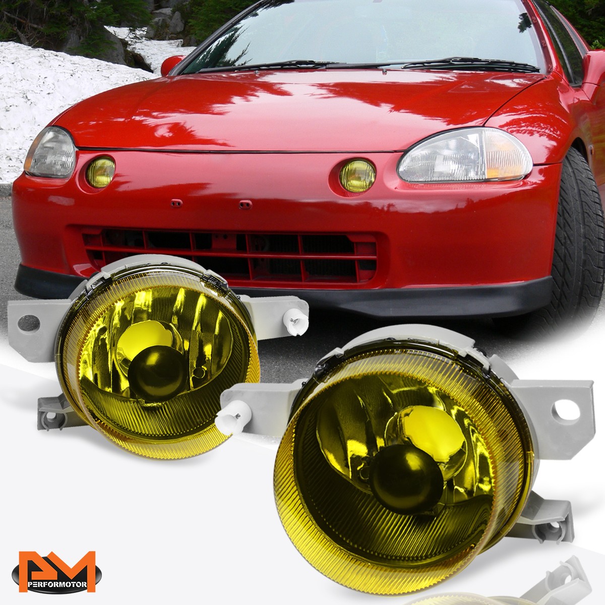 For 93-95 Honda Del Sol EG Amber Lens Front Bumper Driving Fog