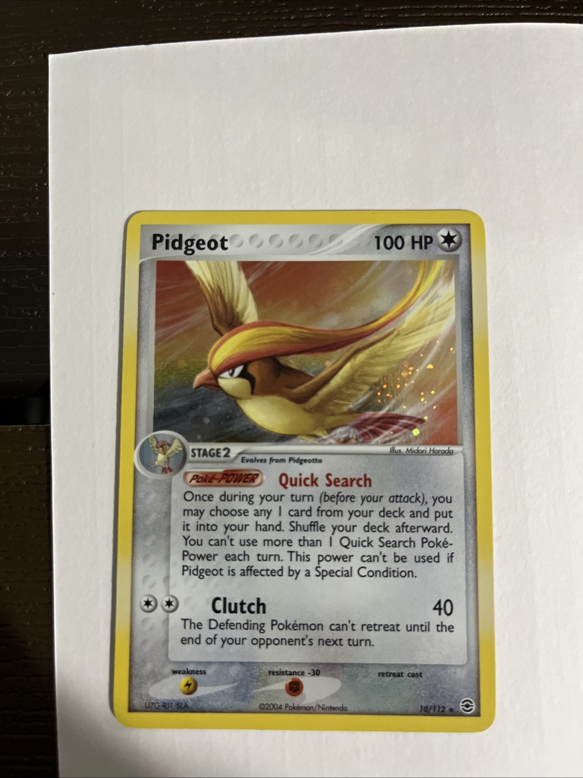 Pokemon 2004 Pidgeot FireRed LeafGreen 10/112 Reverse Holo Rare NM Condition