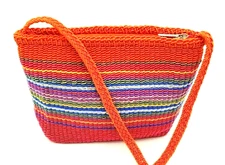 Stone Mountain Woven Crochet Rectangular Crossbody Shoulder Purse Bright Stripes