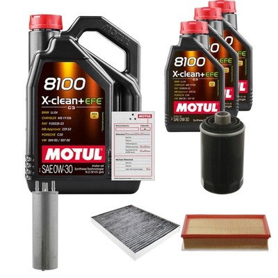 FEBI Inspektionspaket 8L MOTUL 8100 X-CLEAN 0W-30 für VW Multivan VI 2.0 TSI