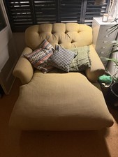 Loaf Pudding Chaise Chair/Sofa Mustard Fabric Good Condition