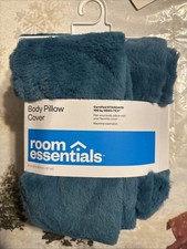 Room Essentials Soft Teal Blue Faux Fur Body Pillow Cover 20" x 50" NEW