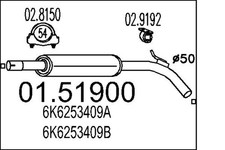 Mittelschalldämpfer MTS 01.51900 für IBIZA VW SEAT POLO CORDOBA 3 CLASSIC 6V2 2