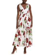 Oscar De La Renta Peony Print Poplin Dress Women's