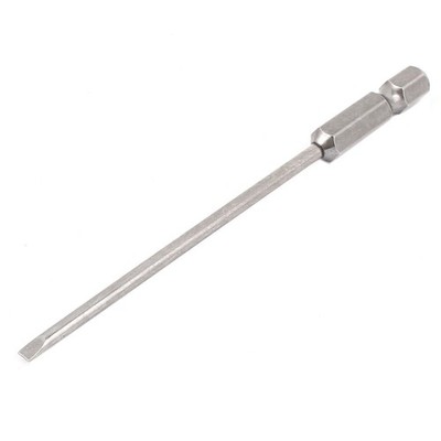 1/4'' Hex Shank 100mm Long 3mm Tip Width Slotted Screwdriver Bits