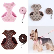 Small Dog Cat Puppy Harness+Lead Leash Set Pet Chihuahua Mesh Vest Adjustable UK